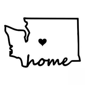 Washington state shape with heart and home