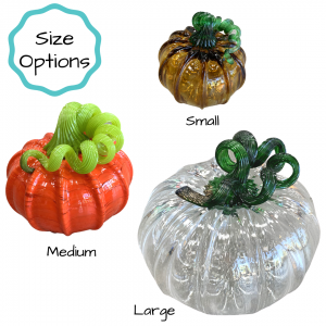 Pumpkin size options. Sm, med, lg